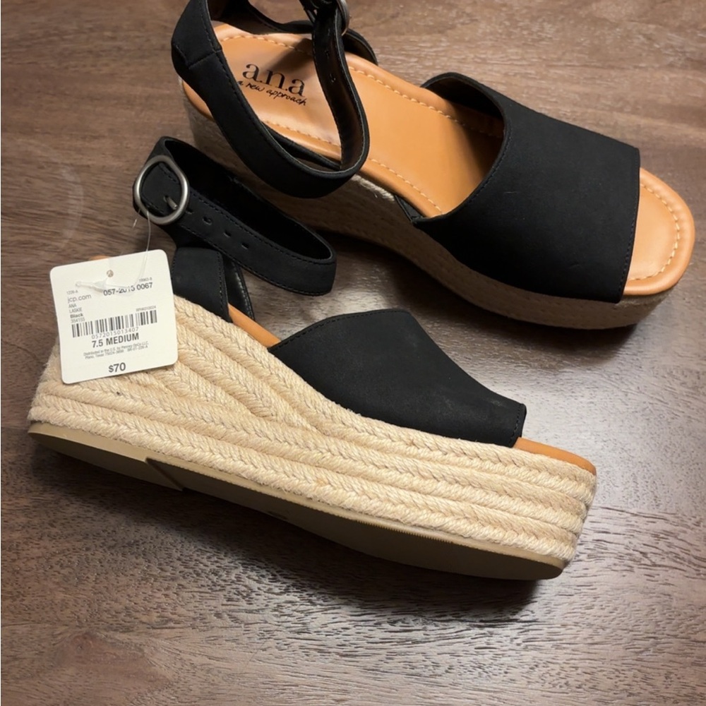 a.n.a Black Espadrille Platform Sandals